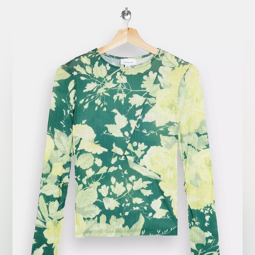 Topshop floral print mesh top